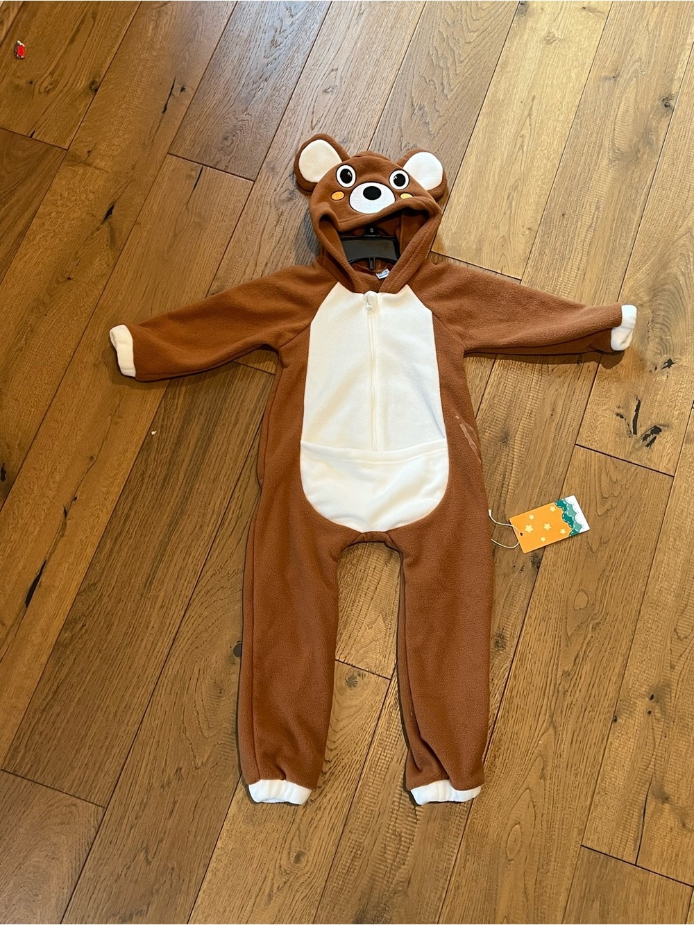 NWT *read* Cozy Brown Bear Fleece Zip up Hooded onesie 12-18 mo girl boy